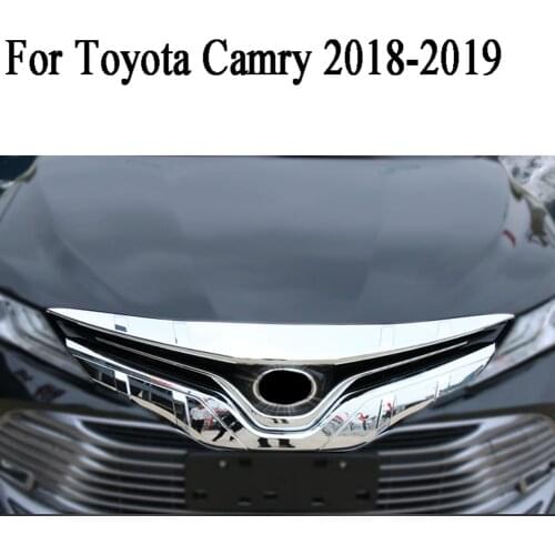 Front Bumper Chrome Upper Grille Top Trim Hood Molding Garnish for Toyota Camry 2018-2019