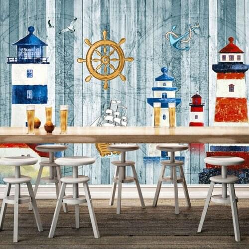 3D Mural Custom Wallpaper Cartoon-themed Navigation Sailboat Sea Tower Wall Large Mural Paper For Kids Childrens Room Backdrop