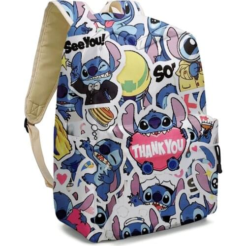 Disney Stitch School Bags Backpacks Pikachu Anime Figures Kids Bags Big Capacity Travel Bag Girls Boys Christmas Gifts