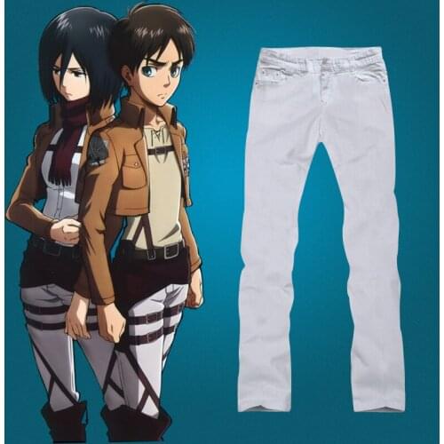 48 Japanese Anime Attack On Giant Pants Makis Masonic Scout Corps Cosplay Costume Anime Adult Men Women Unisex White Pants New