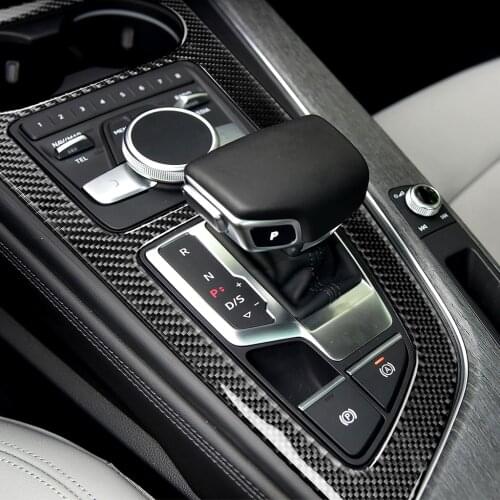 Car Styling Carbon Fiber Center Console Gear Shift Panel Cover Sticker Trim For Audi A4L A5 2017 2018 / For A4 B9 2016 2017 LHD
