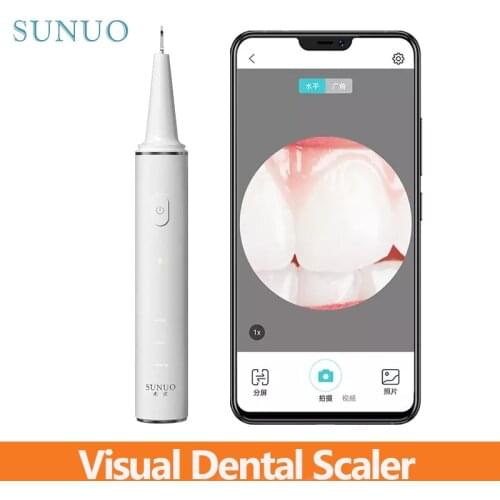 SUNUO Visual Ultrasonic Electric Dental Scaler Remove Tartar 500W Endoscope Waterproof APP Control Whiten Teeth Tools