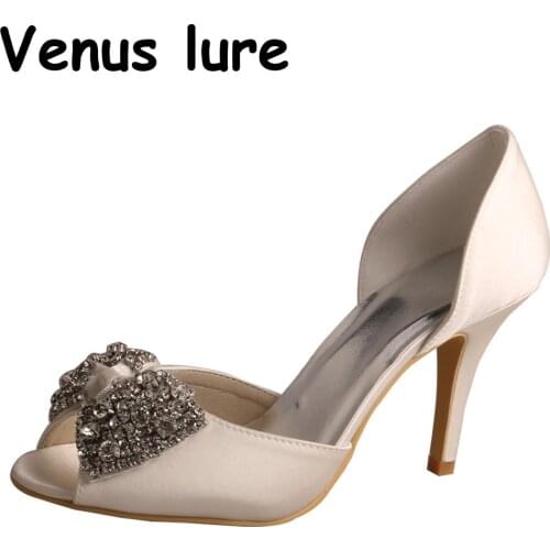 Peep Toe Wedding Shoes color Ivory Designer Bridal Shoes for Bride