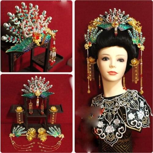 Tang Dynasty Ancient Chinese Empress Princess Hair Tiara Bride Wedding Hanfu Hair Jewelry Hair Crown for Photography Cosplay