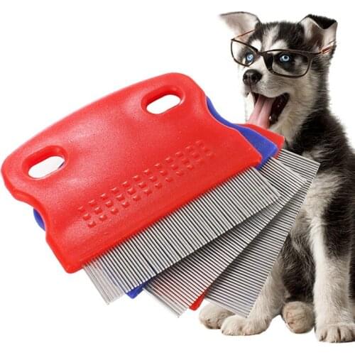 For Dog Cat Kitten Hair Trimmer Brushes Fine Toothed Pet Dog Cat Flea Comb Eggs Debris Removal Tool Steel Brush Grooming Combs