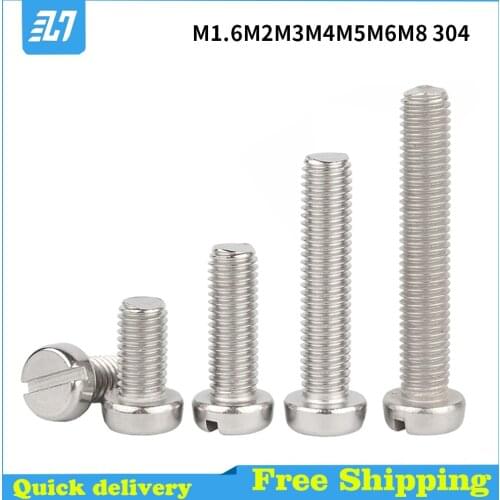 Slotted Pan Head Machine Screw Button Head Bolt 304 Stainless Steel M1.6 M2 M3 M4 M5 M6 M8