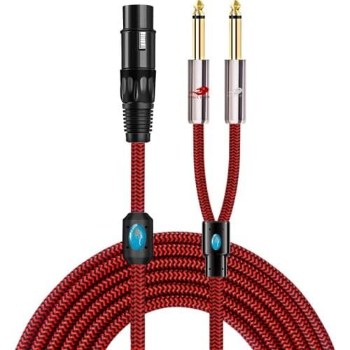 1m 2m 3m Dual 1/4'' Mono 6.35mm Male to XLR Female Plug Audio Cable Mixer Console Amplifier Microphone Home Theater Devices Wire