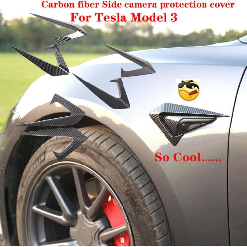 For Tesla model 3 side camera protection cover Carbon fiber ABS Two PIC/ SET