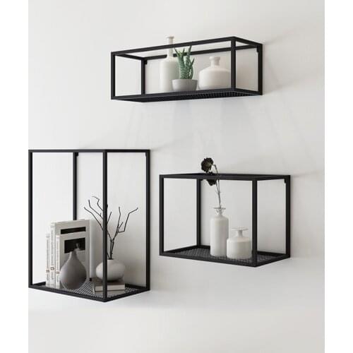 Nordic Iron Wall Shelf Holder Wall-Mounted Hanging Shelf Storage Rack Living Room Bedroom Decoration Hanging Organizer Bookshelf