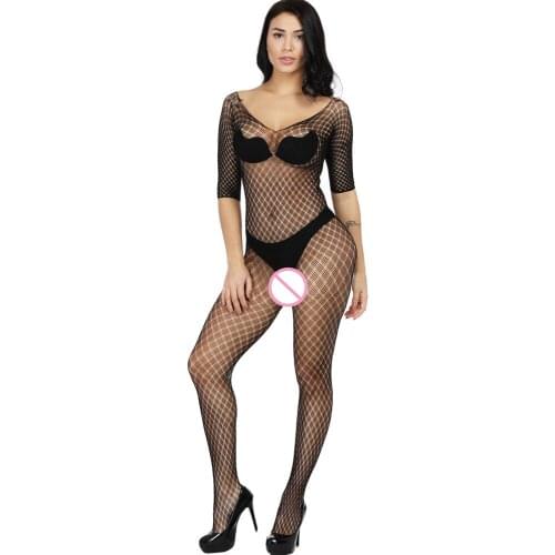 Women BodyStocking Open Crotch Fishnet Stockings Sexy Tight Plus Size Bodysuit Transparent Sexy Lingerie Erotic Mesh Underwear