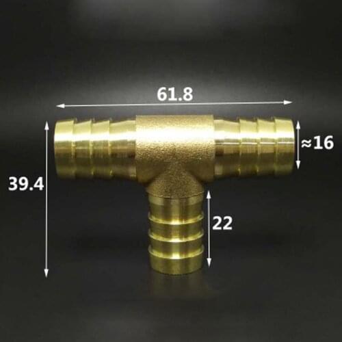 10 PCS 16mm Hose Barb Tee 3 Ways Splicer Brass Hosetail Fitting Adapter Coupling Water Fuel