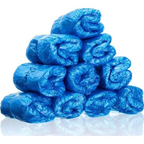 100 pcs Disposable Shoe Cover Blue Plastic Anti Slip Cleaning Overshoes Boot Safety (50 Pairs)