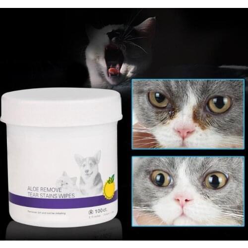 100Pcs Pet Cleaning Wipes Pet Eye Wet Wipes Dog Cat Grooming Tear Stain Remover Clean Wet Towel
