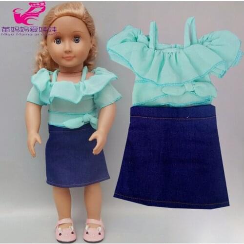 18 inch american doll clothes Chiffon shirt jeans dress fit for 17 inch 43cm baby doll clothes