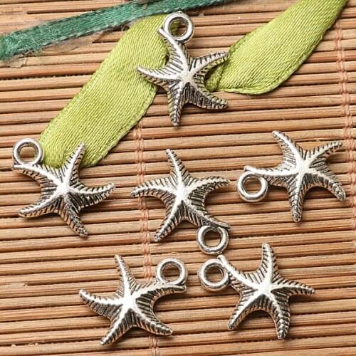 30pcs dark silver color starfish design charms EF2753