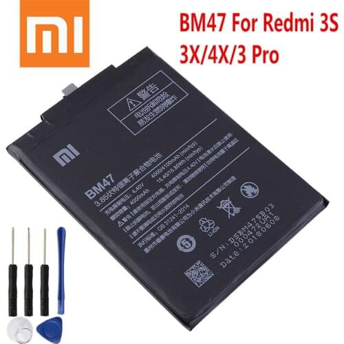 2020 Original Phone Battery for Redmi 3S Battery Xiaomi hongmi 3S 3X 3 Pro BM47 Replacement Batteries Xiomi hongmi 4X bateria