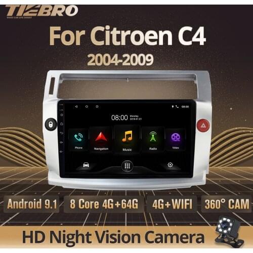 TIEBRO 2DIN Android 9.0 Car Radio For Citroen C4 C-Triomphe C-Quatre 2004-2009 Multimedia Video 2 Din Dvd Player GPS Navigation