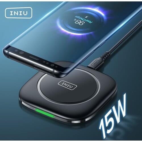 INIU 15W Qi Wireless Charger Induction Fast Phone Charge Pad For iPhone 12 11 Pro Xs Max Mini X Xr 7 8 Samsung Xiaomi Huawei LG