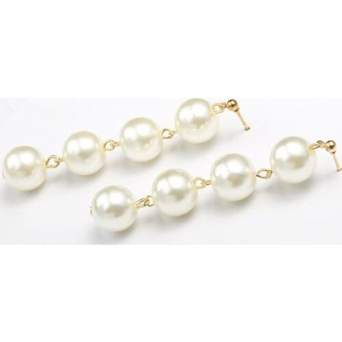 Big Long Drop Earrings Dangle Simulated Pearls Beaded Earring For Women Gold Silver Color Charm Eardrop Jewelry Ear Accessories