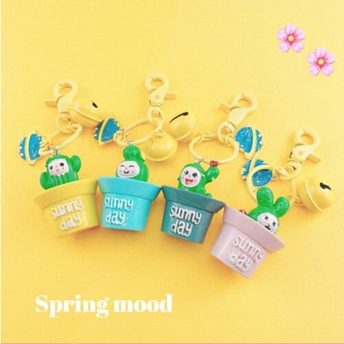 Cut Face Cactus Cartoon Key Ring Pineapple Rrubber Car Key Chain Creative Gift To Girlfriend Birthday Bag Pendant Potted Key Rin