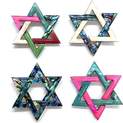 Shell Brooch Classic Jewelry Hexagonal Star Shape Fashion All-match Ladies Button Brooch Hat DIY Necklace Pendant Accessories