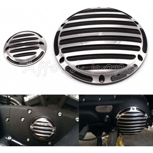 Motorcycle Black+Silver Nostalgia Derby Timing Timer Cover Fit For Harley Sportster XL 1200 883 Custom 2004-UP