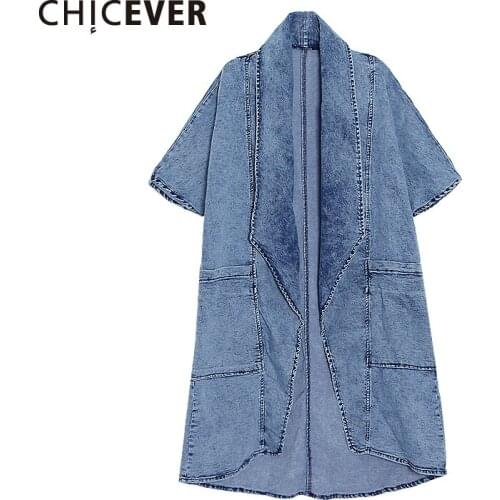 CHICEVER Women's Denim Trench Coats