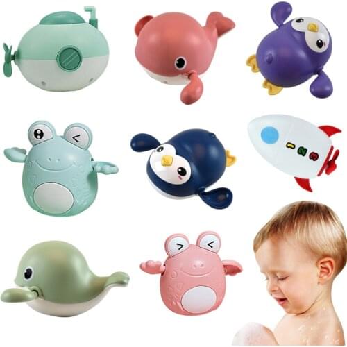 Baby Bath Toys Infant Baby Swimming Pool Clockwork Animal Toy Cartoon Frog Whale Bathroom Toys for Kids 2 To 4 Years Old Gift