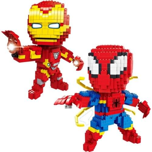 Disney Avengers Iron Man Spiderman Assembled Building Blocks Doll Early Education Puzzle Assembled Diamond Particles