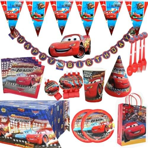 Disney Cars Birthday Party Decorations Kids Favor Lightning McQueen Paper Cups Plates Baby Shower Disposable Tableware Supplies