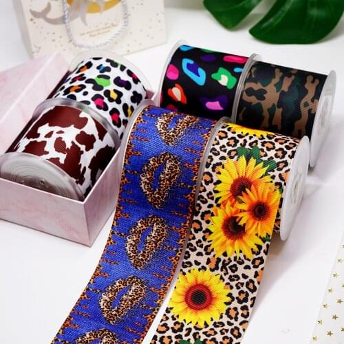 DIY Cartoon Leopard Printed Grosgrain Ribbon For Craft Supplies Sewing Accessories 5 Yards. 3618