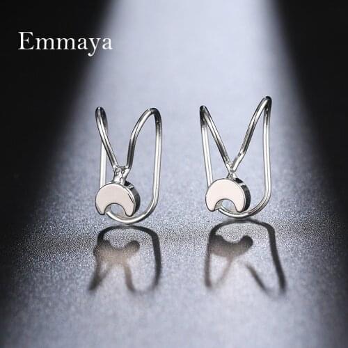 Emmaya Charming Cubic Zircon Cute Moon Shape Earring Two Colors Choice For Female Fashion Jewelry Party Shiny Decoration
