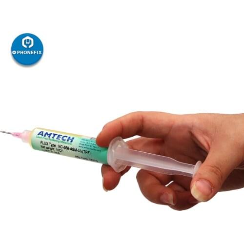 Amtech NC-559-ASM-UV Solder Paste Flux TPF no-clean tacky BGA Solder Flux 10cc with Syringe Plunger for PCB SMD Soldering Paste