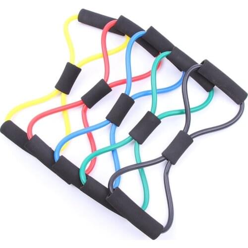 Hot Yoga Fitness Resistance 8 Type Muscle Chest Expander Rope Workout Yoga Fitness Tube Sports Pulling Exerciser(random color)