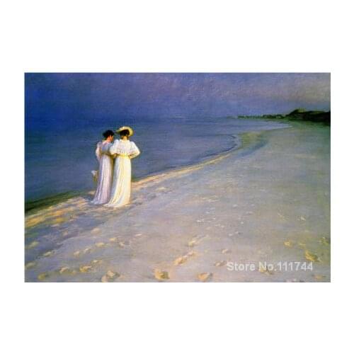 Danish art Summer Evening on the Skagen Southern Beach Peder Severin Kroyer paintings for sale High quality Hand painted