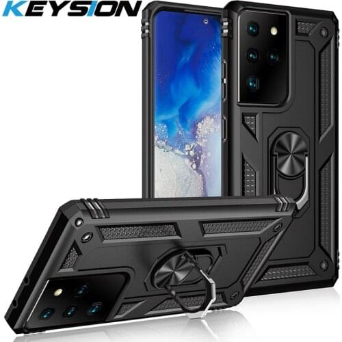 KEYSION Shockproof Case for Samsung S21 Ultra 5G S21+Plus Ring Stand Phone Back Cover for Galaxy A12 A32 A42 5G M51 M31 M21 M30S
