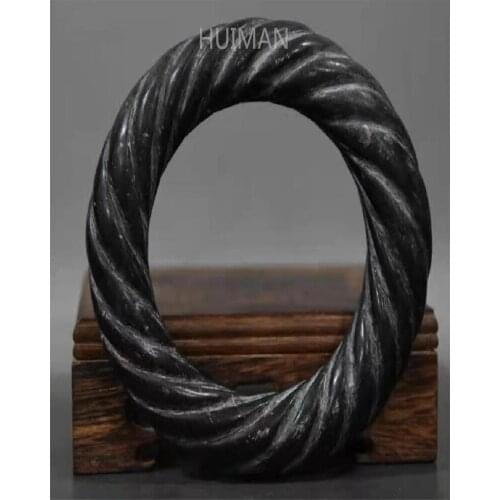 China Hongshan Culture Archaize Black Iron Meteorite Bracelet Statue Handicraft Home Decoration