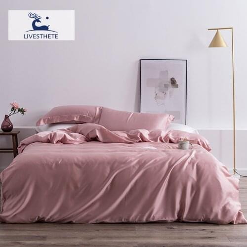 Liv-Esthete Women Luxury 100% Silk Pink Bedding Set 6A Grade Beauty Sleep Quilt Cover Set Double Quuen King Bed Linen Pillowcase