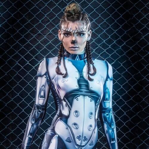 New Robot Technology Costumes DS DJ Nightclub Bar Party Jumpsuit Stage Costumes Punk Future Warrior Cosplay Costume DWY3760