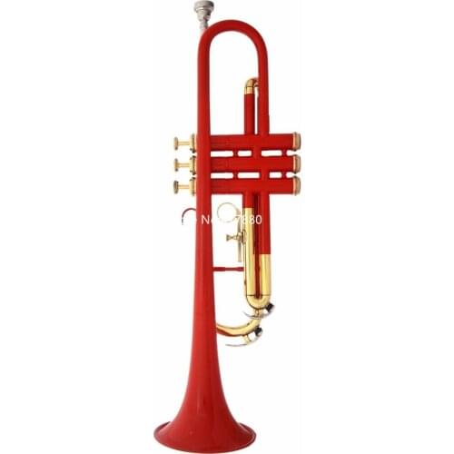 Beautiful Red Bb Trumpet Red body brass Keys Popular instruments Music With Case Free Shipping