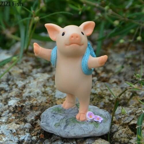 Creative Figurines Cute Piggy Statue Simulation Animal Resin Sculpture Office Living Room Decoration Art Desktop Courtyard Decor