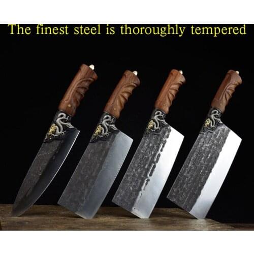 Longquan ghost hand made pure hand forged kitchen knife set grinding chopping knife chef knife household chopping knife set