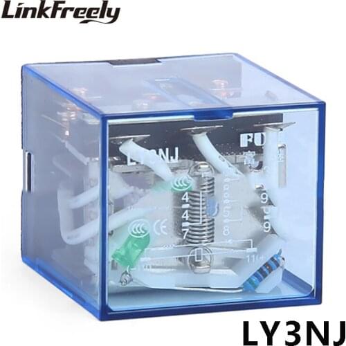 LY3NJ Mini Electromagnetic Coil Relay 10A 11 Wide Pins 3NO+3NC 24V 36V 110V 220V 380VAC General Purpose Voltage Relay Switch