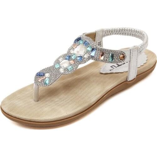 35 36 37 38 39 40 41 Fashion Retro Crystal WomenS Summer Beach Shoes 2021 Dress Lady Female Footwear Flip Flops WomanS Sandal