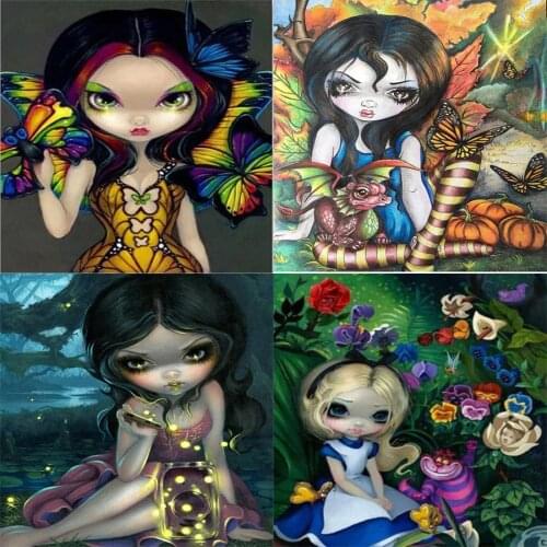 DIY 5D Mosaic Resin Big Eyes Girl Full Drill Square Diamond Art Painting Kit Rhinestone Drawing for Home Decor Diamond Painting