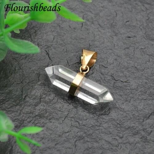 Natural Crystal Pillar Pendant Point Shape Stone Nugget for DIY Energy Healing Necklace Jewelry Making Supplies