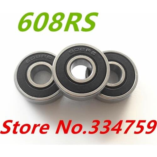 NEW 10pcs 608-2RS 608RS 608 2RS ABEC-5 8 x 22 x7mm black double rubber sealing cover deep groove ball bearing