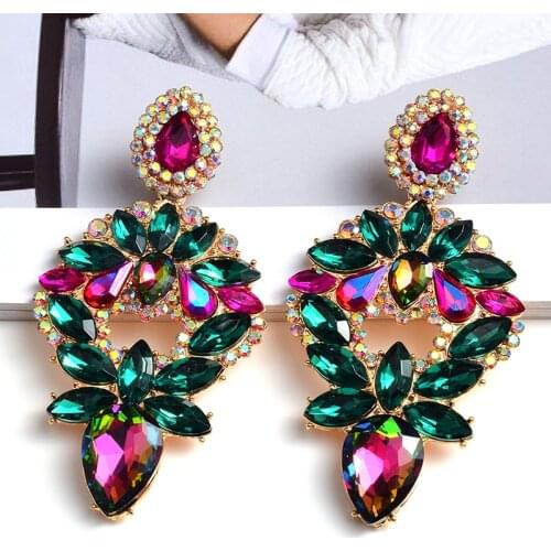 New Design Long Metal Colorful Crystal Drop Earrings High-Quality Fashion Rhinestones Jewelry Accessories For Women Wholesale