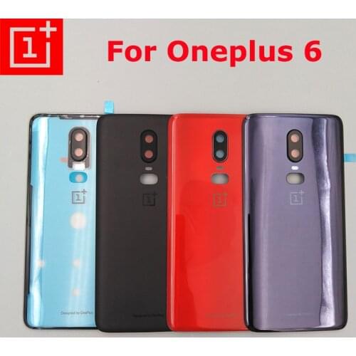 New Original Oneplus 6 Back Glass Housing Cover Rear Panel Door Replacement Case Repair Parts For 1+6 With Camera Lens & Sticker