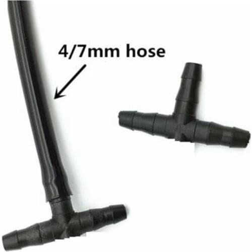 NuoNuoWell 100PCS Tee T Connector 1/4' Garden Drip Irrigation Fish Tank 3-Way Spliter Pump 4/7 Mm Hose Micor Nozzle Connectors
